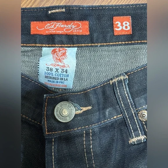 Ed Hardy Vintage 2007 Men's Blue Jeans 38x34 NWOT - Picture 7 of 9